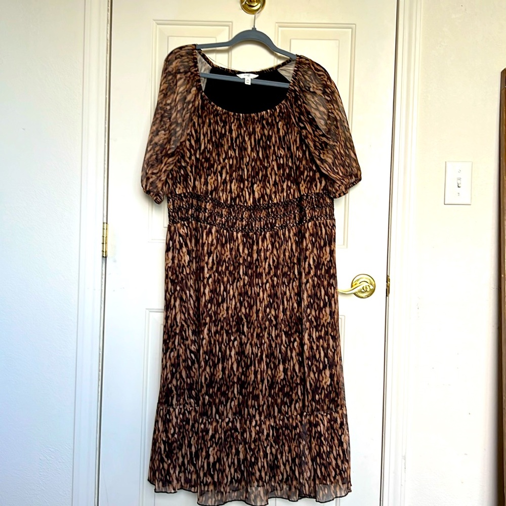 Terra & Sky Black and Leopard Print dress